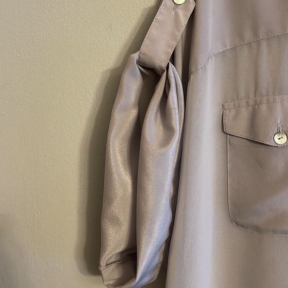 Daniel Rainn women gray button down short sleeve tunic - Picture 5 of 8